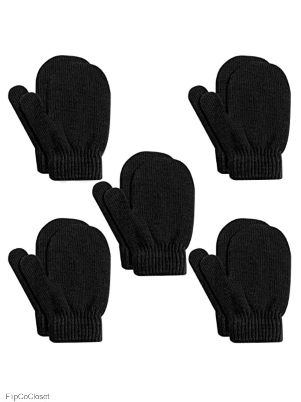 Toddler Mittens 5 Pair Winter Gloves Cotton Knit 1-4 Years Kids Warm